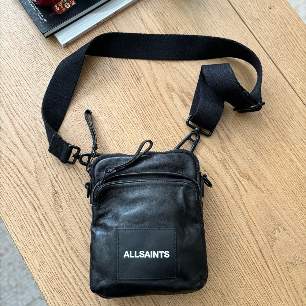All saints Falcon Leather Crossbody Pouch Bag